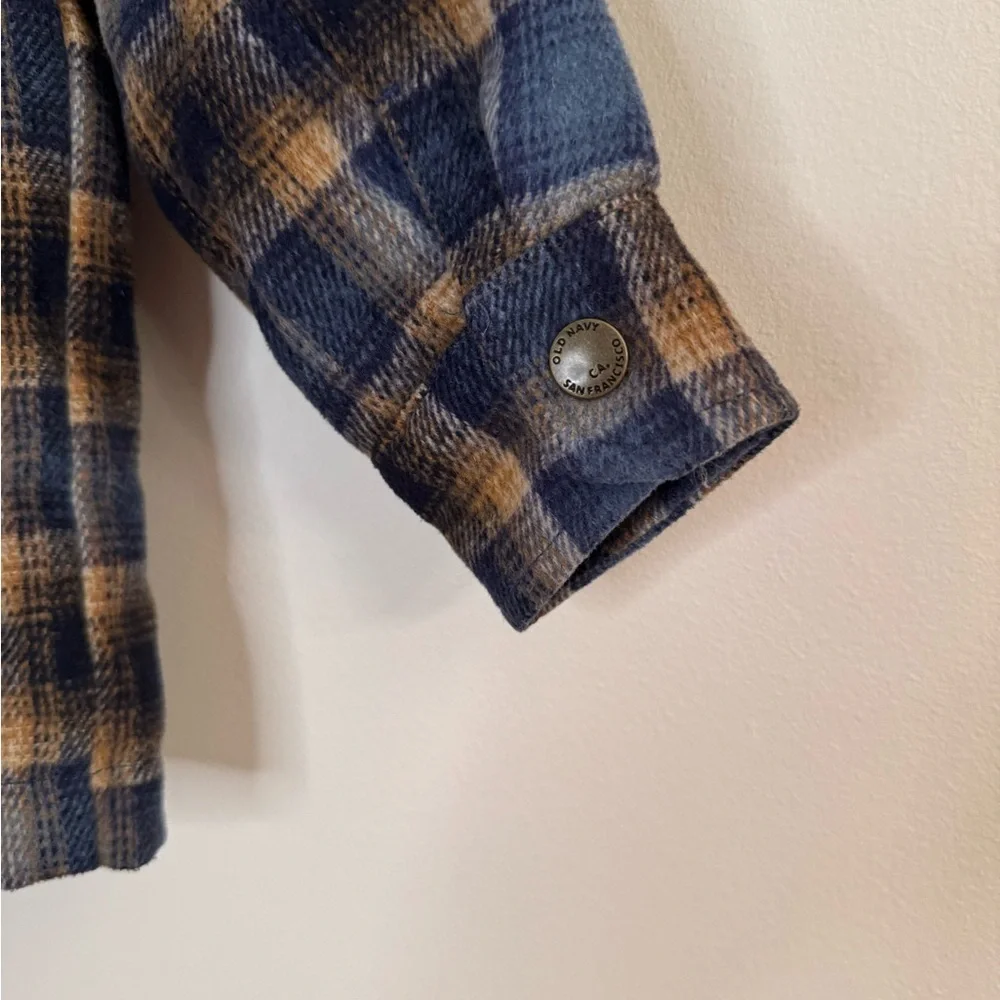 Old Navy Kids Plaid Shacket Blue and Brown Toddler Boys Size 2T Quilted Lining